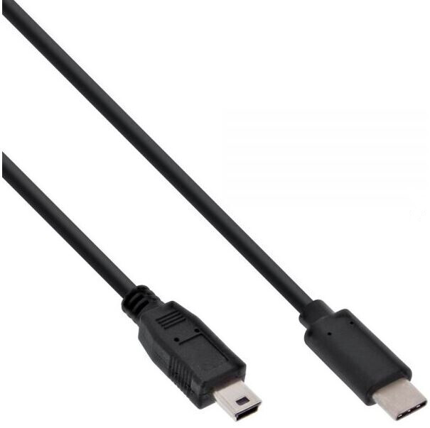 puño Hobart Abundante InLine Cable USB 2.0, tipo C macho a mini B macho (5pin), negro, 1m