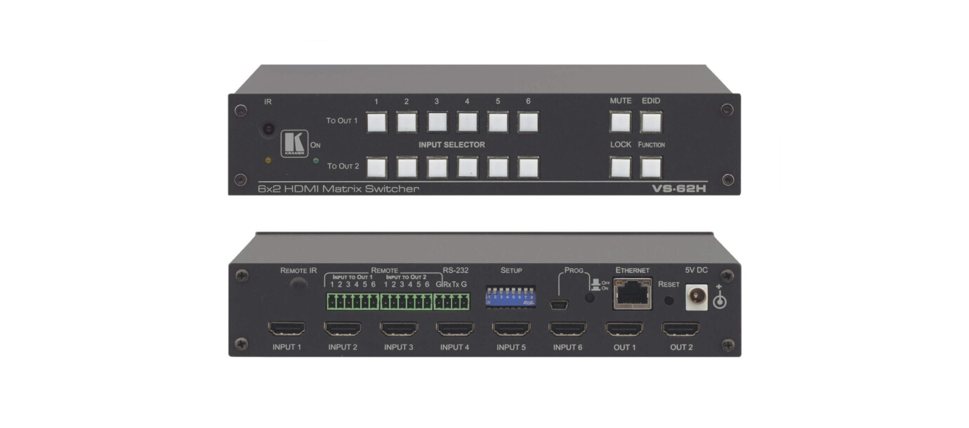 Kramer VS-62H 6x2 4K 60 4:2:0 HDMI Matrixschalter mit Automatik - & Step-In Umschaltung