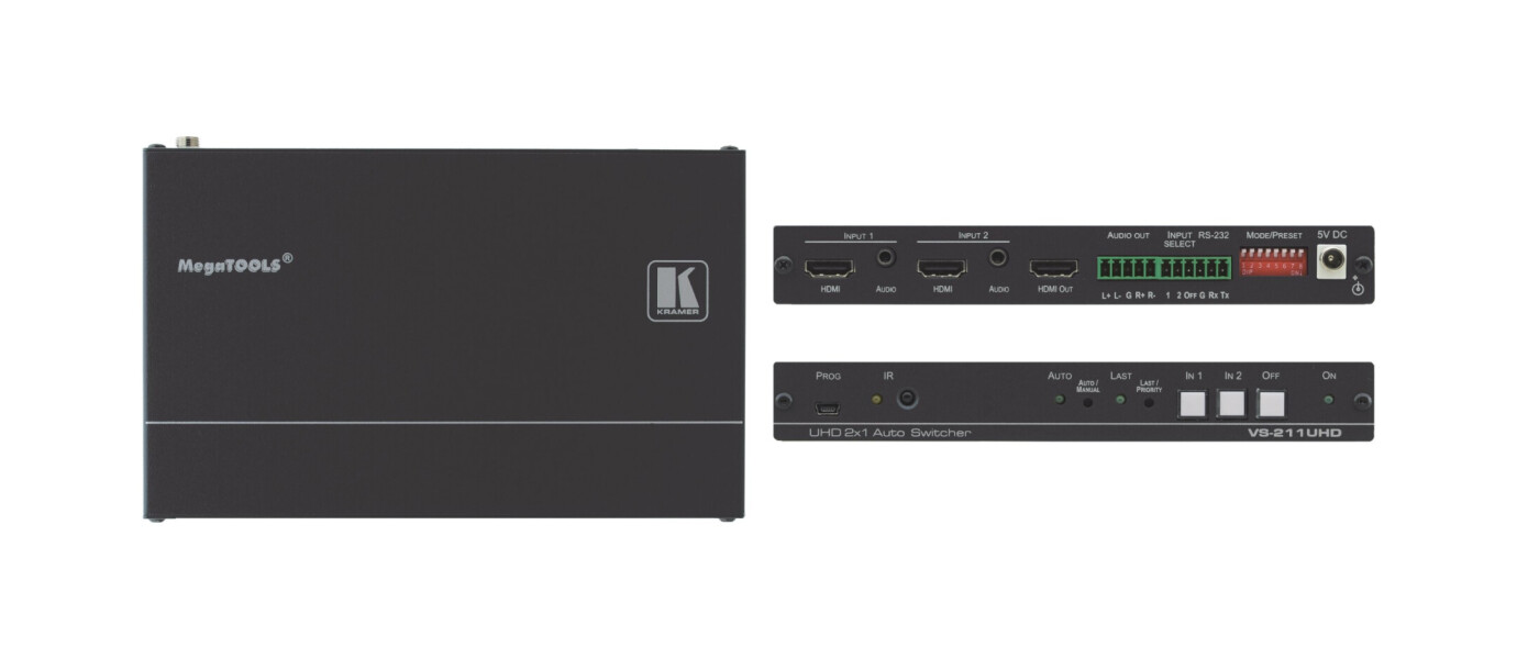 Kramer VS-211UHD 2x1 4K60 4:2:0 HDMI Auto Switcher mit Audio