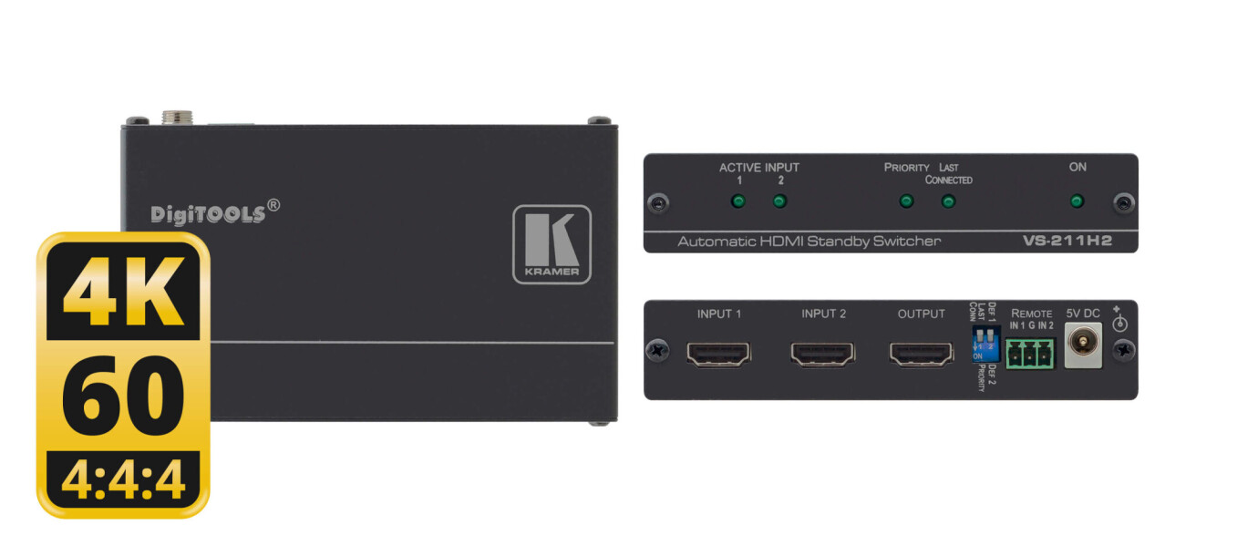 Kramer VS-211H2 2x1 Automatik–Umschalter für 4K 60 HDR HDMI