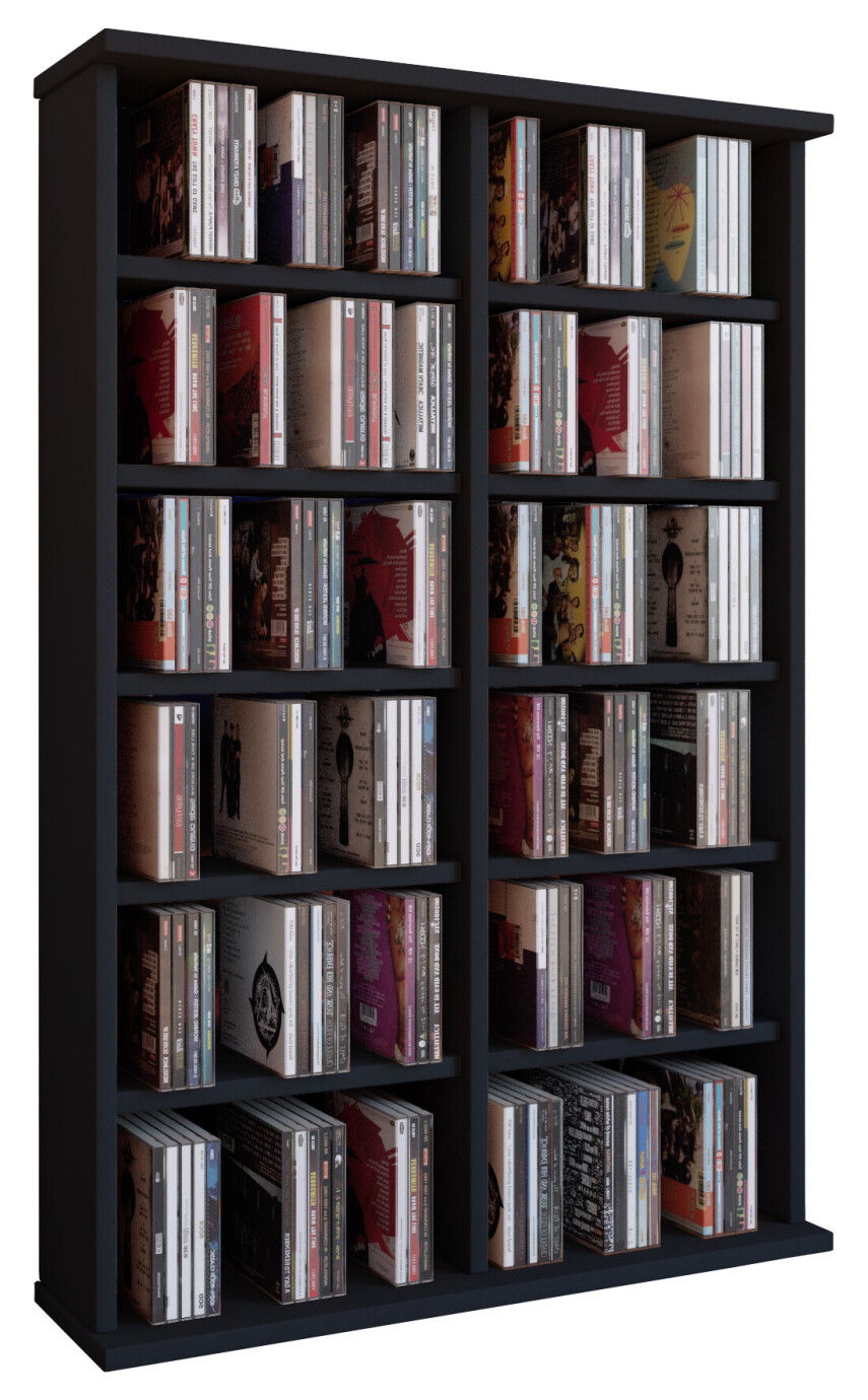 VCM CD / DVD muebles Ronul - armario / estante sin puerta de cristal en 7 colores: negro