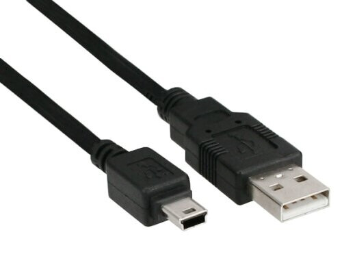 InLine® USB 2.0 Mini-Kabel, hane A till Mini-B hane (5pol.), svart, 1 m