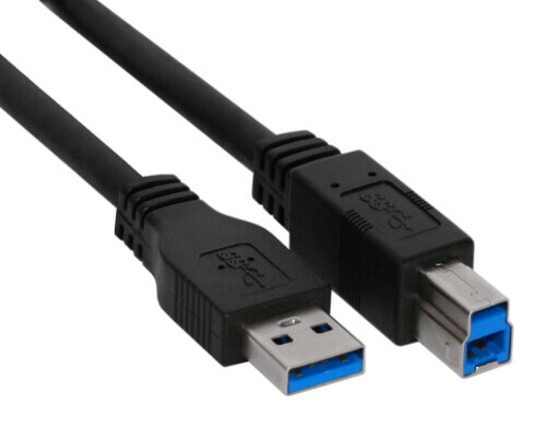 InLine USB 3.0 Kabel, A an B, schwarz, 1,5m