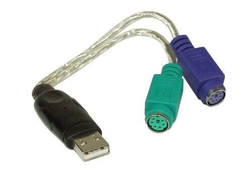 InLine ® USB to PS / 2 converter, USB plug to 2 x PS/2 connector for mouse and keyboard
