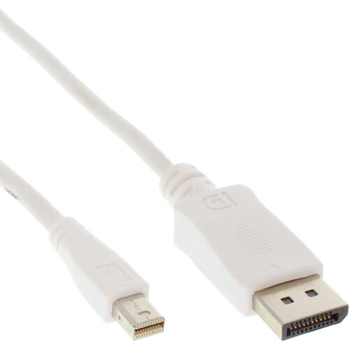 InLine Mini Displayport UT till Displayport IN kabel, vit, 1m