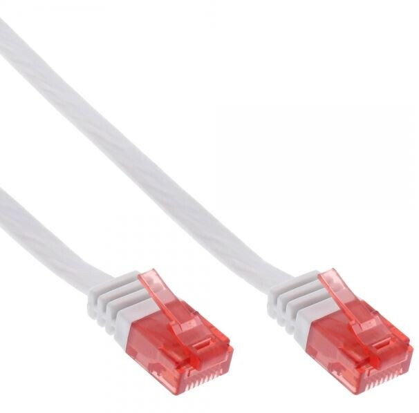 InLine® patch kabel plat, U / UTP, Cat.6, wit, 7m
