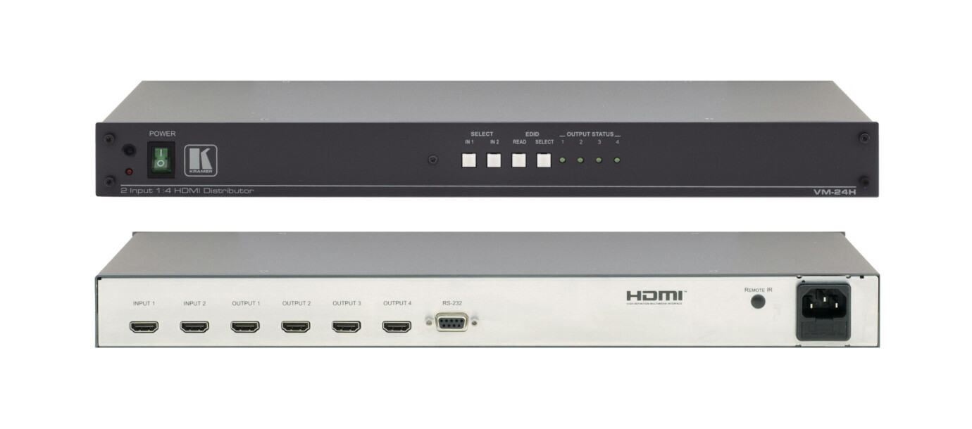 Kramer VM-24H, 2 x 1:4 HDMI Verteilverstärker, HDTV Kompatibel, HDCP Konform