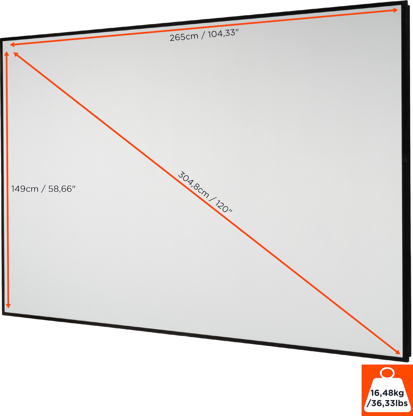 Celexon HomeCinema High Contrast Frame Screen 265 x 149 cm, 120" - Dynamic Slate ALR