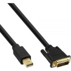 InLine Mini DisplayPort zu DVI Kabel, Mini DisplayPort Stecker auf DVI-D 24+1 Stecker, schwarz/gold, 5m