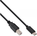 InLine USB 2.0 Kabel, Typ C Stecker an B Stecker, schwarz, 1,5m