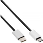 InLine USB 2.0 Kabel, Typ C Stecker an Micro-B Stecker, schwarz/Alu, flexibel, 1m