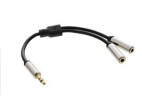 InLine Slim Audio Y-Kabel Klinke 3,5mm Secker an 2x Klinke Buchse, 0,15 m