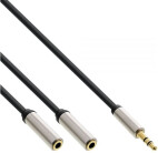 InLine Slim Audio Y-Kabel Klinke 3,5mm Secker an 2x Klinke Buchse, 2m