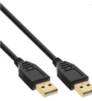 InLine Câble USB-A vers USB-A 2.0, noir, contacts dorés, 5 m