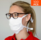 celexon Behelfs- Mund- und Nasenmaske Premium 100% Baumwolle mehrlagig ÖkoTex100 - 100er Pack - mit Binder