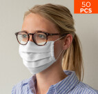 celexon Masque de protection temporaire nez et bouche - masque pour tous - masque quotidien - multicouche - 100% coton Oeko-Tex100 - avec élastique - blanc - 50 pcs.