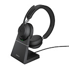 Jabra Evolve2 65 auriculares estéreo USB-C MS con base de carga para Microsoft Teams, negro