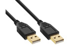 InLine cable USB 2.0, A a A, negro, contactos dorados, 1m