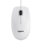 Logitech B100 Mouse para diestros y zurdos, con cable, blanco