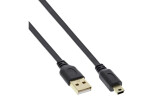 InLine® USB 2.0 Flachkabel, USB A Stecker an Mini-B Stecker (5pol.), schwarz, 5m