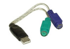 InLine USB zu PS/2 Konverter, USB Stecker an 2x PS/2 Buchse für Maus und Tastatur