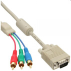InLine VGA RGB Kabel, VGA kontakt till 3x RCA kontakter, 2 m