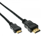 InLine cavo mini HDMI, cavo HDMI High Speed, presa da A a C, contatti dorati, nero, 2m