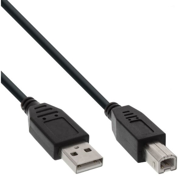 USB 2.0 Kabel, InLine®, A an B, schwarz, 5m