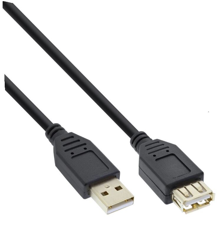 INLINE ® USB 2.0 Verlängerung, Stecker / Buchse, Typ A, schwarz, Kontakte gold, 10m