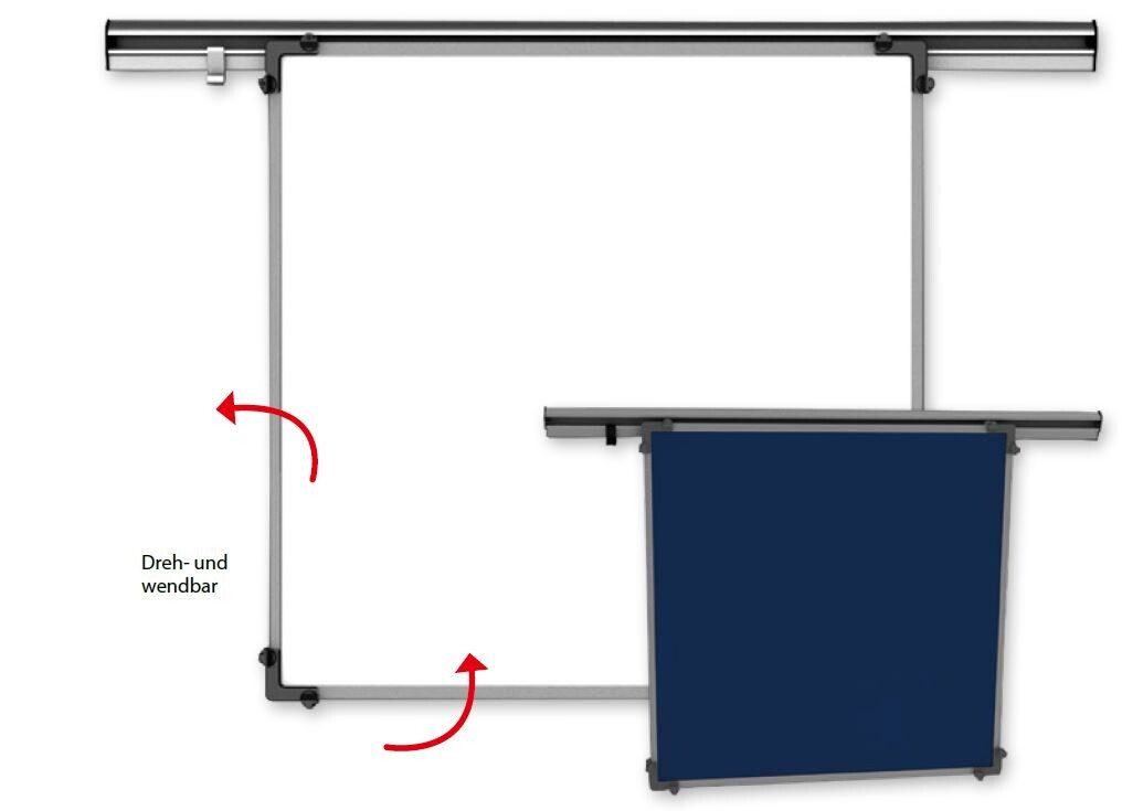 Schreibtafel Emaille weiß/Textil blau 100/120 cm