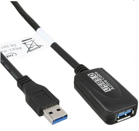 INLINE USB 3.0 Aktiv-Verlaengerung Stecker A an Buchse A schwarz 5m