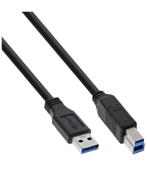 USB 3.0 Kabel, InLine®, A an B, schwarz, 3m
