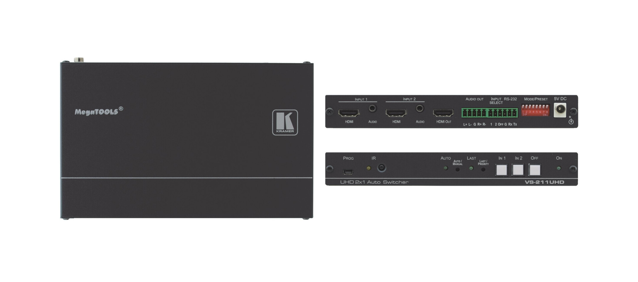 Kramer-VS-211UHD-2x1-4K60-4-2-0-HDMI-Auto-Switcher-mit-Audio