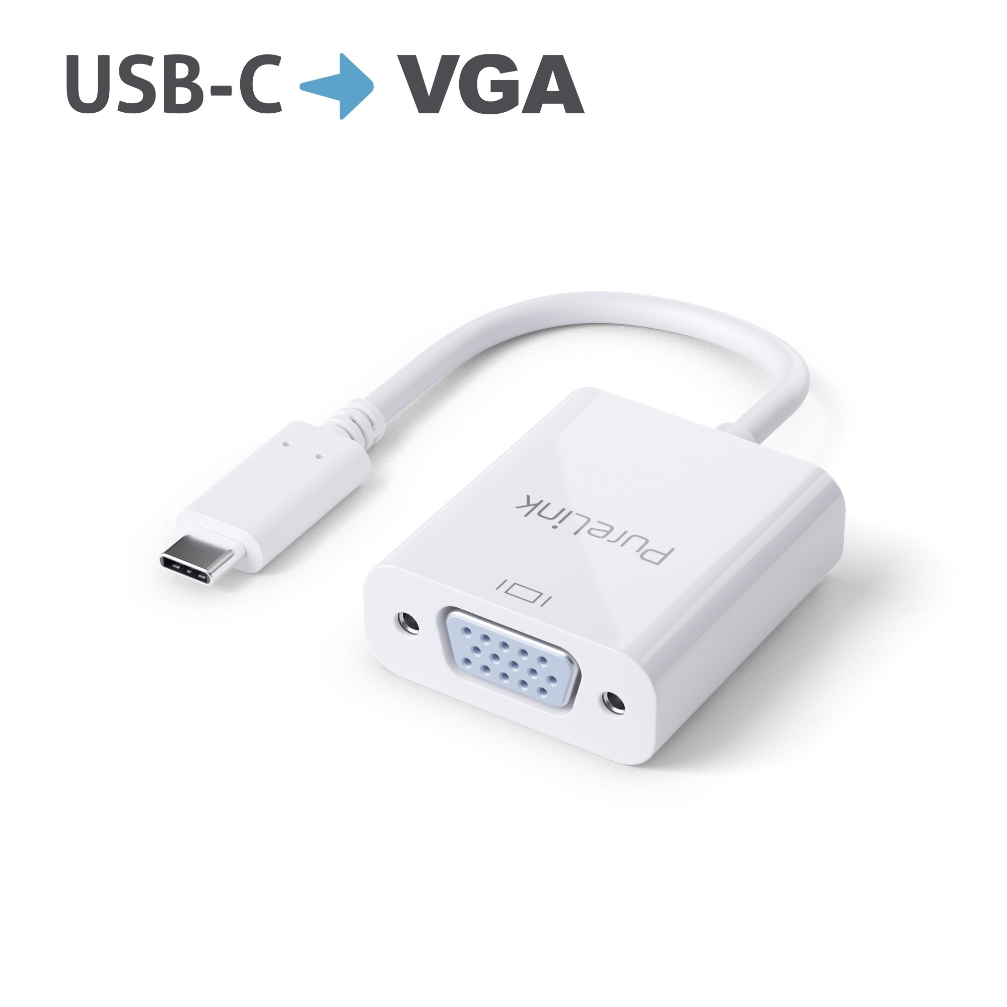 PURELINK USB-C auf VGA Adapter 1200p 0.10m weiß - Adapter - Digital/Daten (IS220)