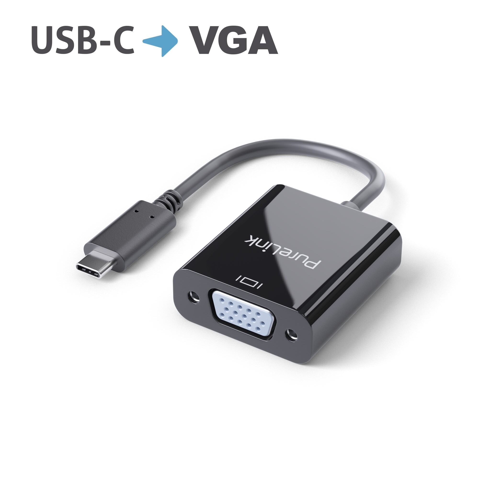 PURELINK USB-C auf VGA Adapter 1200p 0.10m schwarz - Adapter - Digital/Daten (IS221)