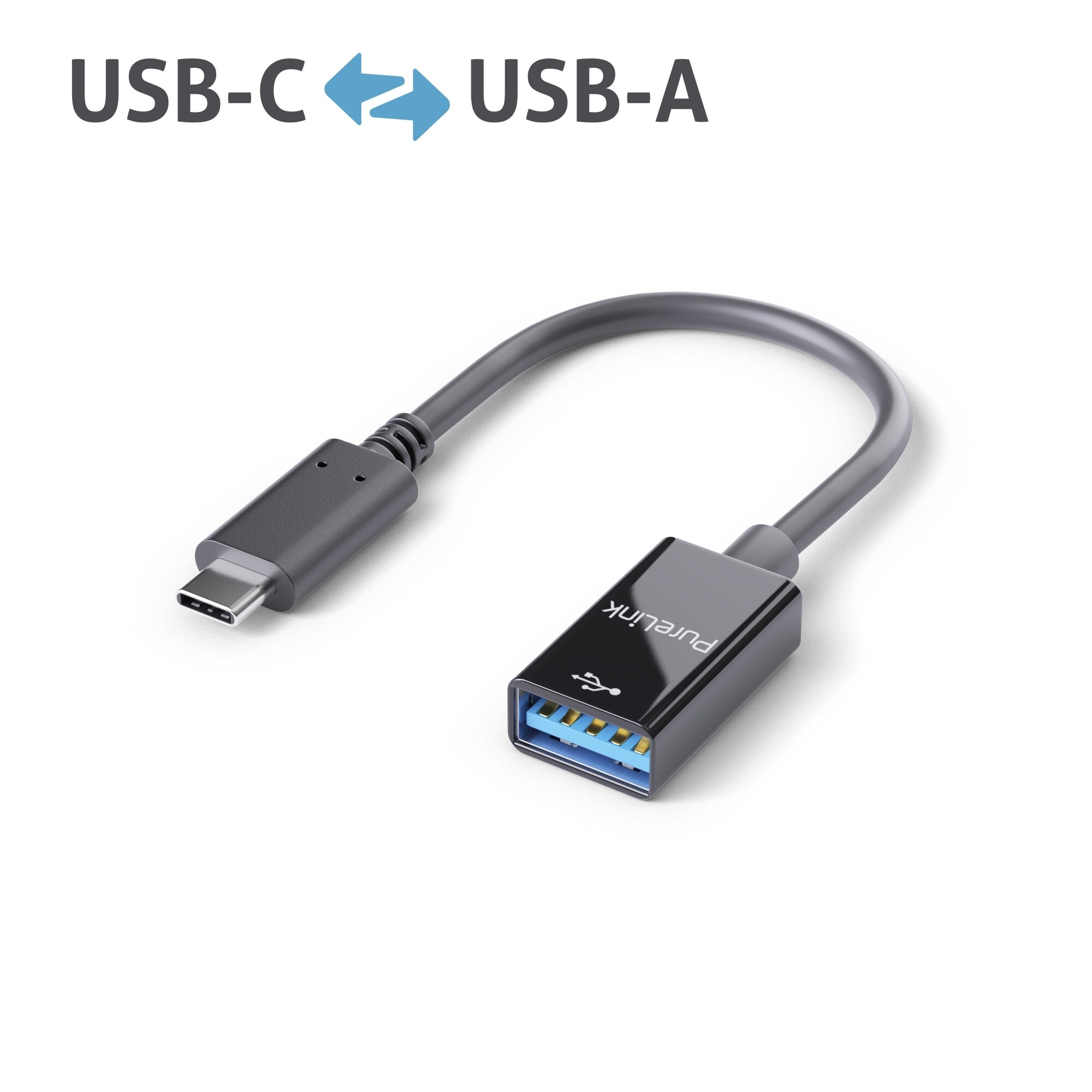 PURELINK iSeries - USB-Adapter - USB-C (M) bis USB Typ A (W) - USB 3.1 OTG - 10 cm - USB Power Deliv