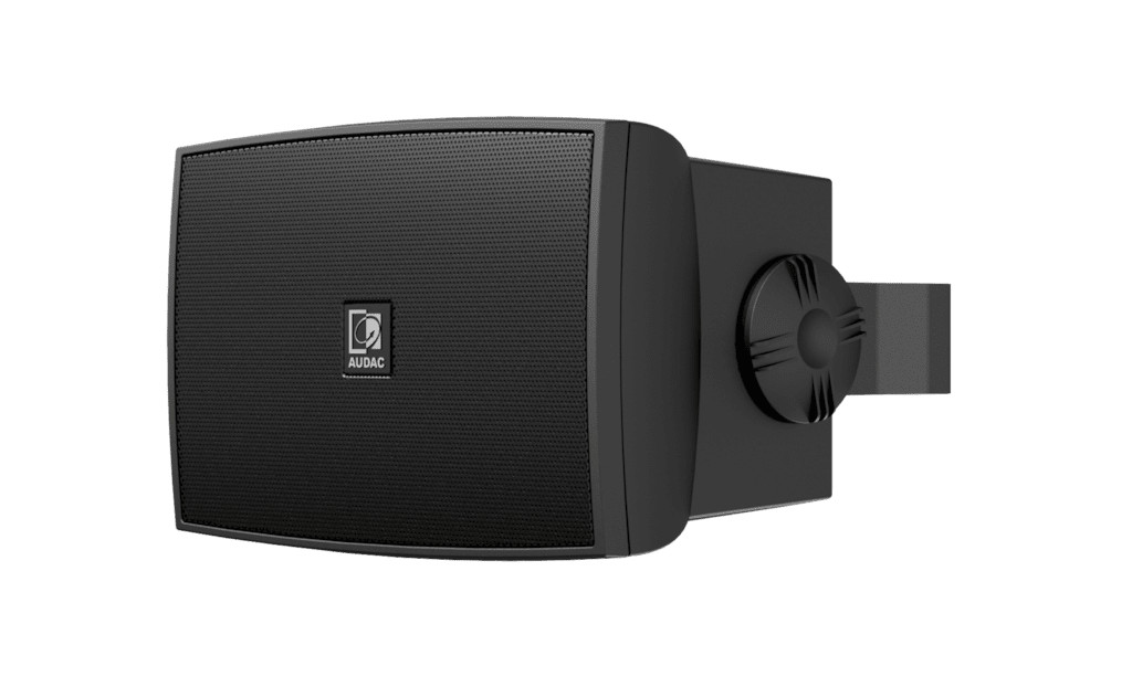 Audac-WX302MK2-OB-Aufbaulautsprecher-1x3-1x1-30W-8Ohm-100V-20W-10W-5W-mit-U-Bugel-IP55-AWX5TM-schwarz