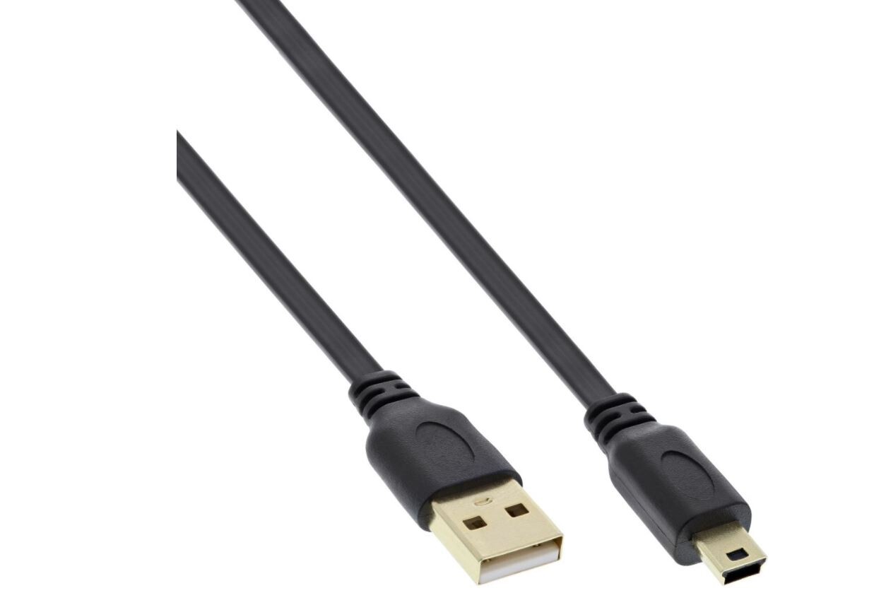 InLine® Mini-USB 2.0 Flachkabel, USB A Stecker an Mini B Stecker, 5m