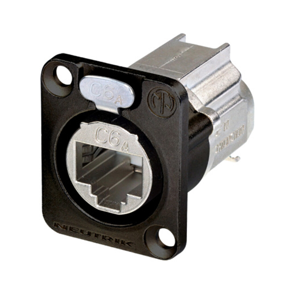 Neutrik-NE8FDX-Y6-B-RJ45-CAT-6A-8-pol-Metall-Schneid-Klemmtechnik-Einbaubuchse-Type-D-schwarz