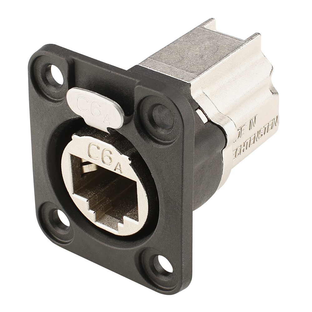 Neutrik-NE8FDX-P6-B-RJ45-CAT-6A-8-pol-Metall-Patch-Einbaubuchse-Type-D-schwarz