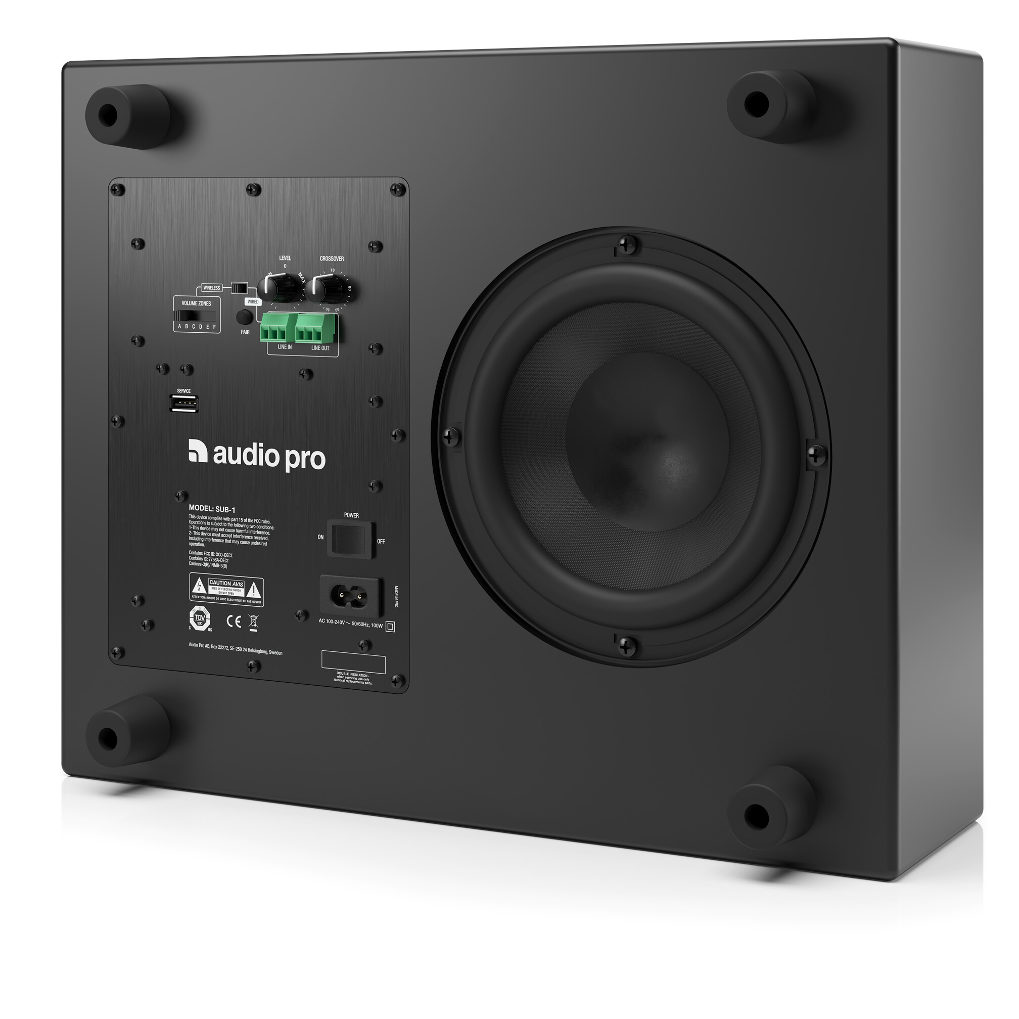 AudioPro BusinessSUB1 Kabelloser, aktiver Subwoofer mit DSP, DECT