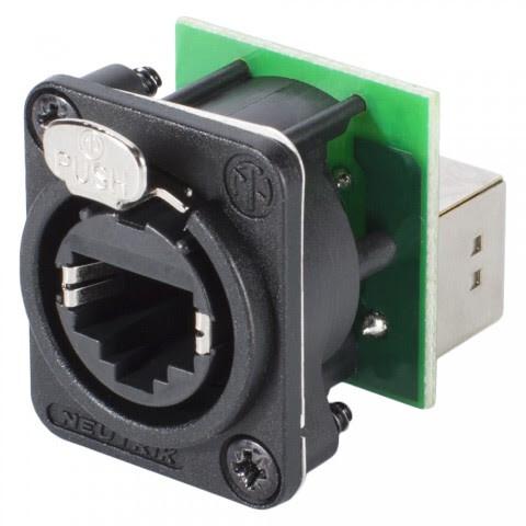 NEUTRIK-RJ45-CAT-5e-8-pol-Metall-Patch-Einbaubuchse-vergoldete-r-Kontakt-e-Type-D-schwarz-verchromt