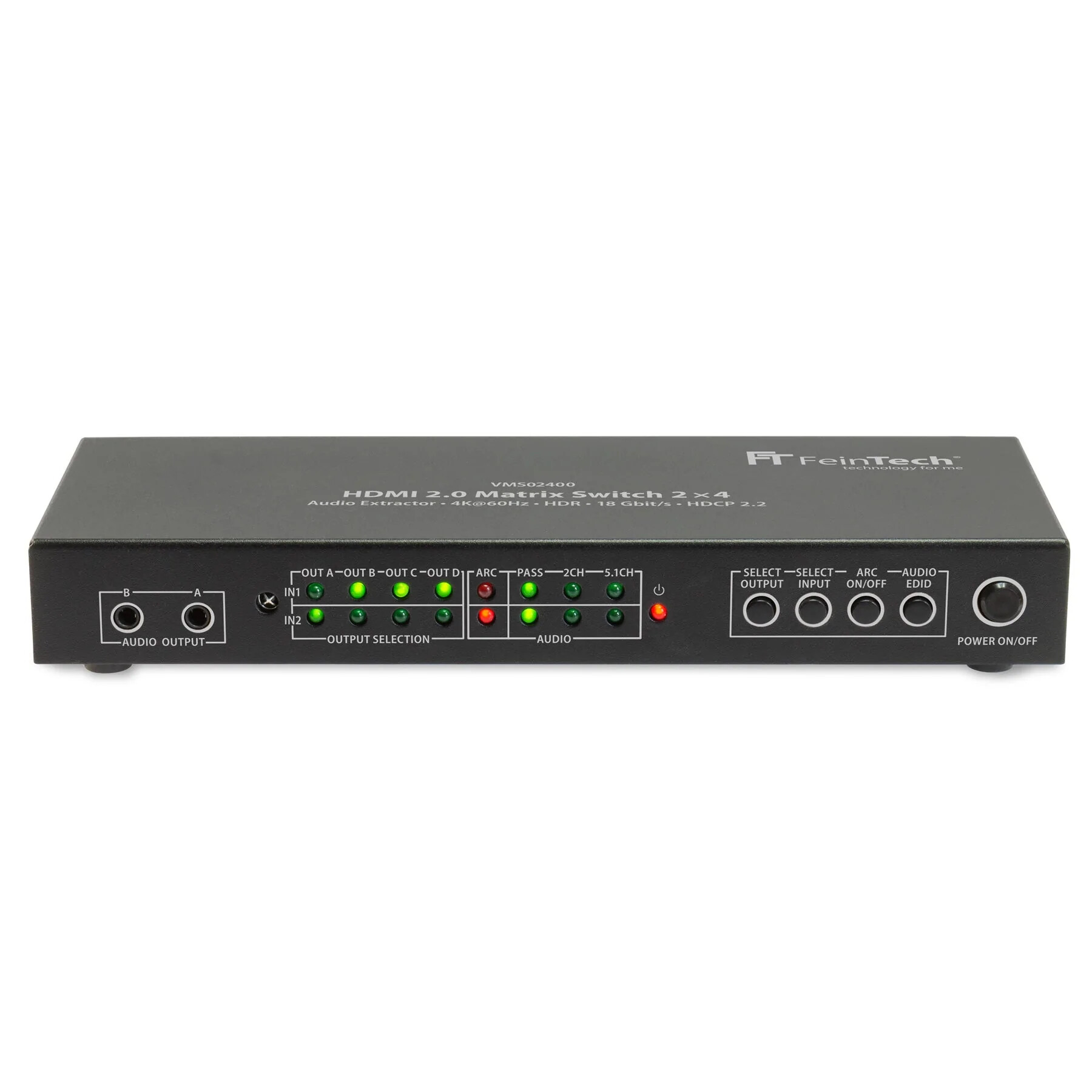 FeinTech-VMS02400-HDMI-2-0-Matrix-Switch-2x4-mit-Audio-Extractor