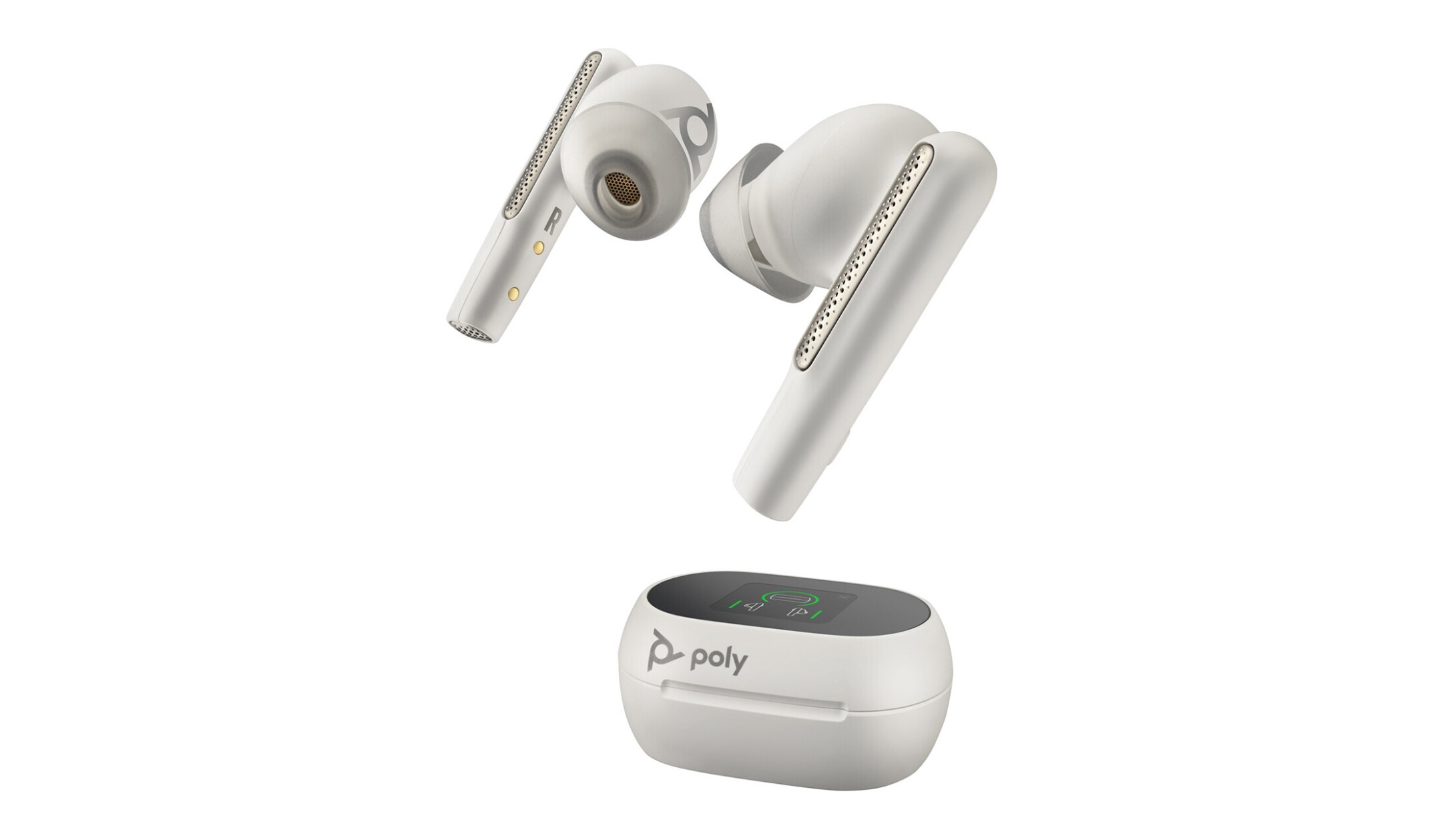 Poly-Voyager-Free-60-UC-USB-C-Earbuds-mit-Touchscreen-Ladecase-weiss