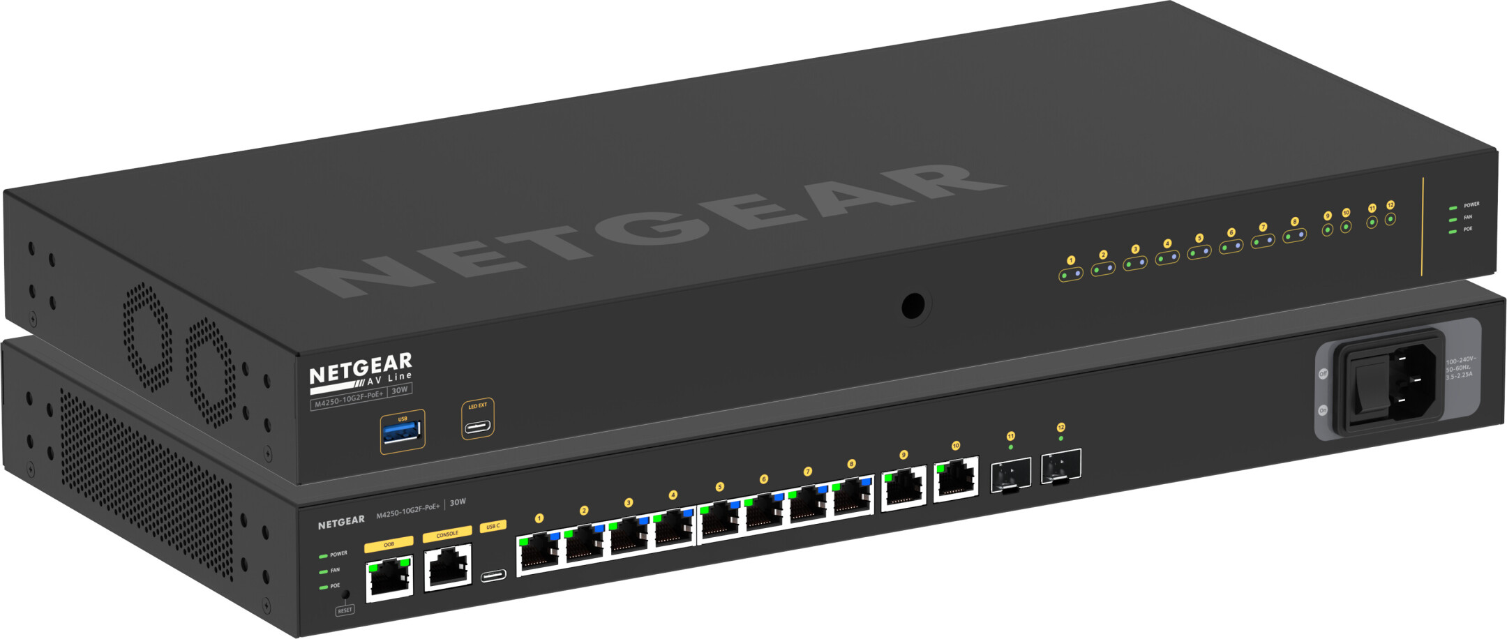 Netgear-AV-Line-Managed-Switch-8x-1G-PoE-125W-2x-1G-und-2x-SFP-M4250-10G2F-PoE