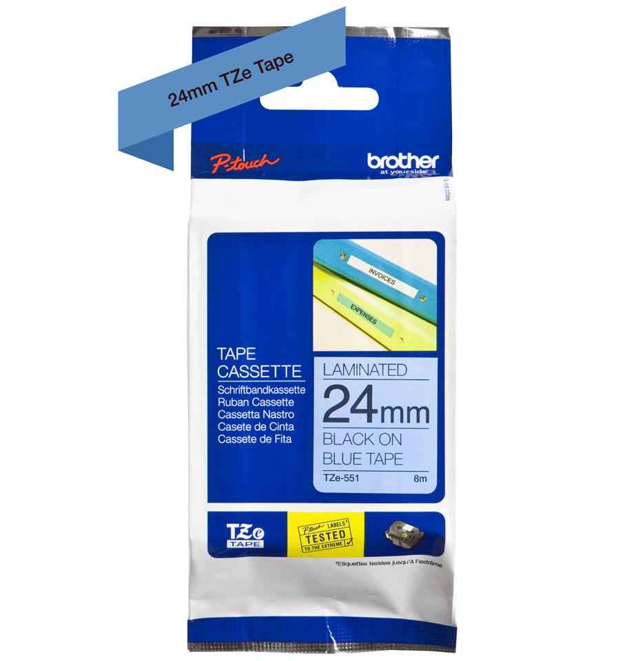 Brother-P-touch-TZe-551-Schriftband-schwarz-auf-blau-24mm-breit-8m-lang