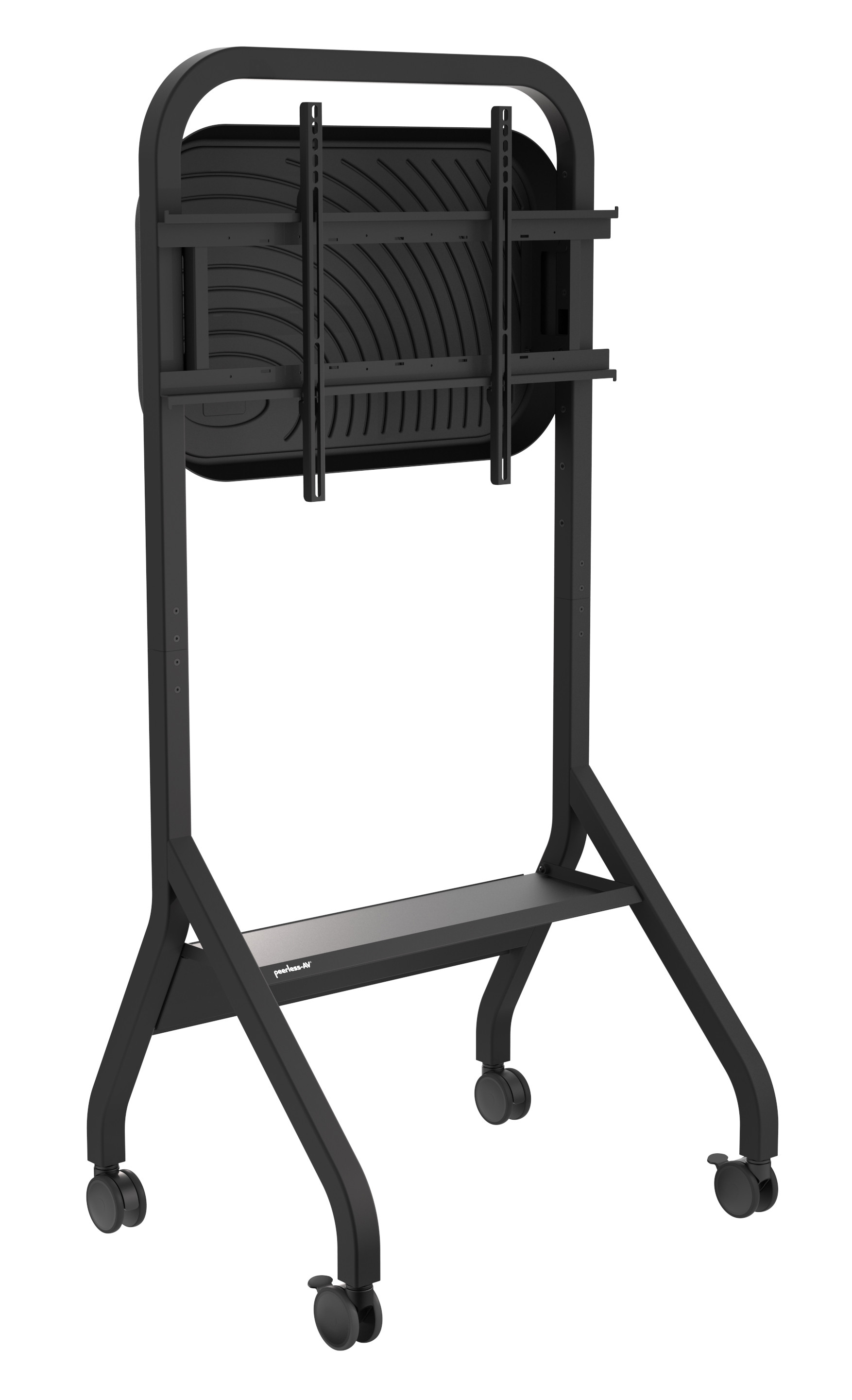 Peerless-AV-SR898-EUK-Trolley-met-legbord-voor-beeldschermen-tot-110-inch-tot-136kg-tot-VESA-900x600-kleur-zwart-met-achterpaneel