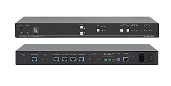 Kramer-VM-214DT-2x1-4-4K-4-2-0-UHD-HDMI-und-HDBaseT-Verteilverstarker-mit-Ethernet-RS-232-IR-und-Audio-Demoware