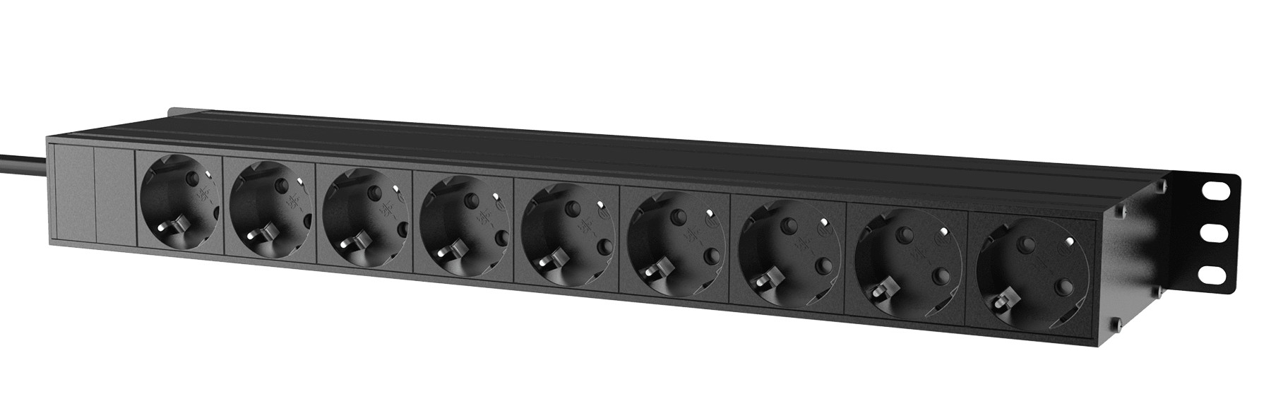 CAYMON PSR529G/B 19" Stromverteiler, 9x Schukosteckdose, Licht/USB/Sicherung/Überspannung/Anzeige, schwarz CAYMON-19-stroomverdeler-9x-Schuko-stopcontact-licht-USB-zekering-overspanning-display-zwart