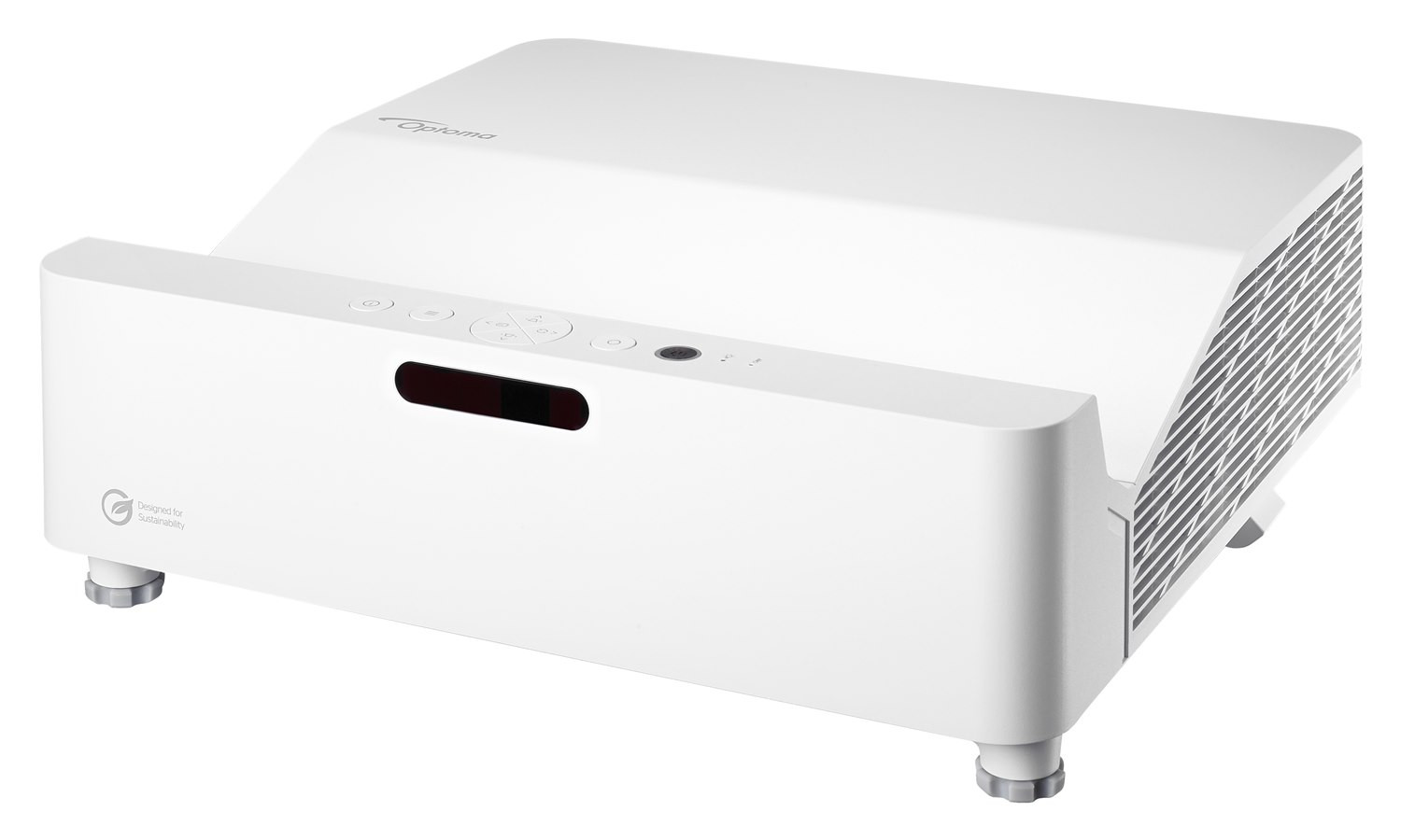 Optoma-ZW410UST-4K-Ultrakurzdistanz-Beamer-mit-4000-Lumen-und-kompaktem-Design-fur-Prasentationen-auf-kleinstem-Raum-Demoware-Platin